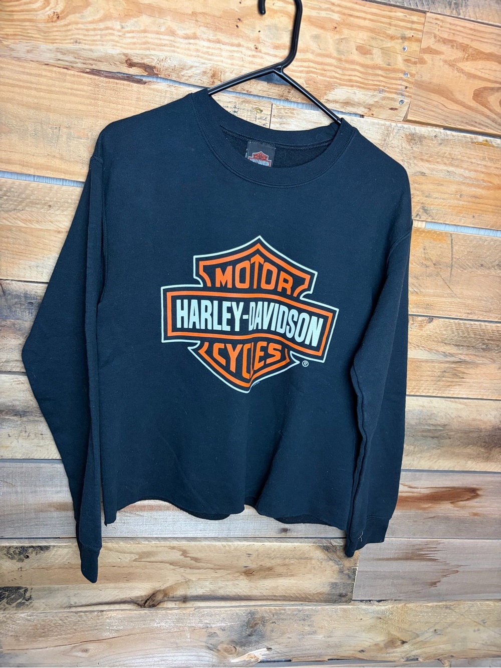 Harley-Davidson Black Pullover with Orange and White Shield Logo